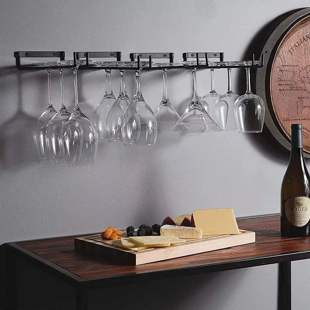 Wall Mounted Iron Stemware Holder – Black Wine Glass Rack