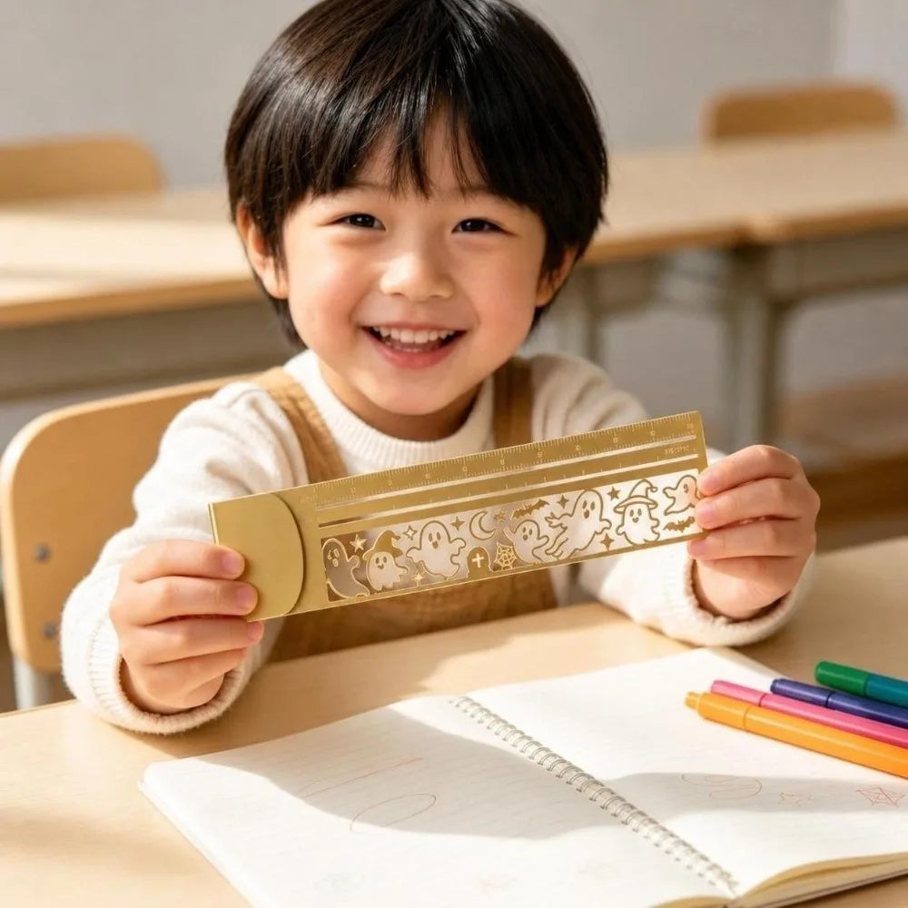 Brass Hollow Stencil Ruler – Bookmark, Measuring & Drawing