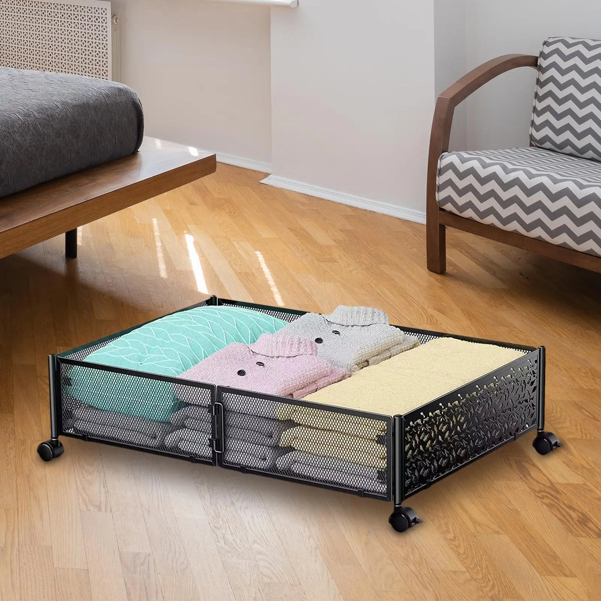 Under Bed Rolling Storage Organizer with Wheels | Foldable