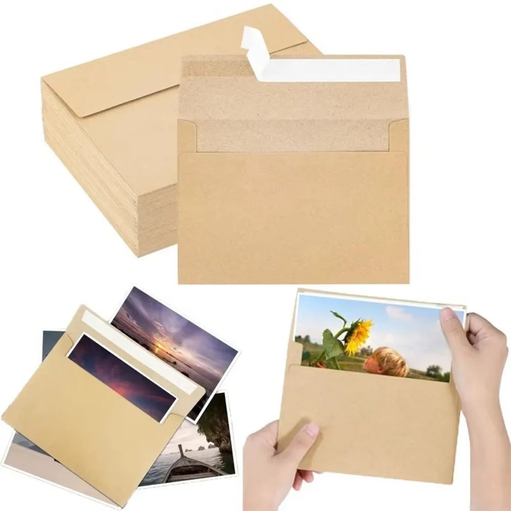 20-Pack Blank Kraft Envelopes – Self-Seal Postcard & Card