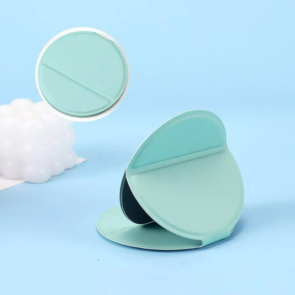 Round Foldable PU Leather Makeup Mirror – Portable Travel