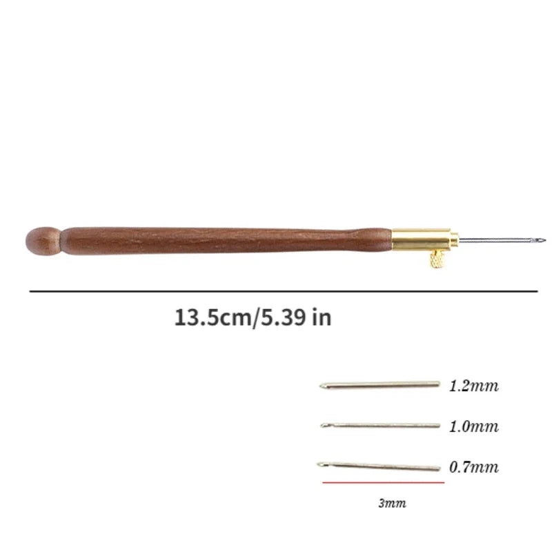 French Punch Needle Set – Wooden Handle & 3 Needle Sizes