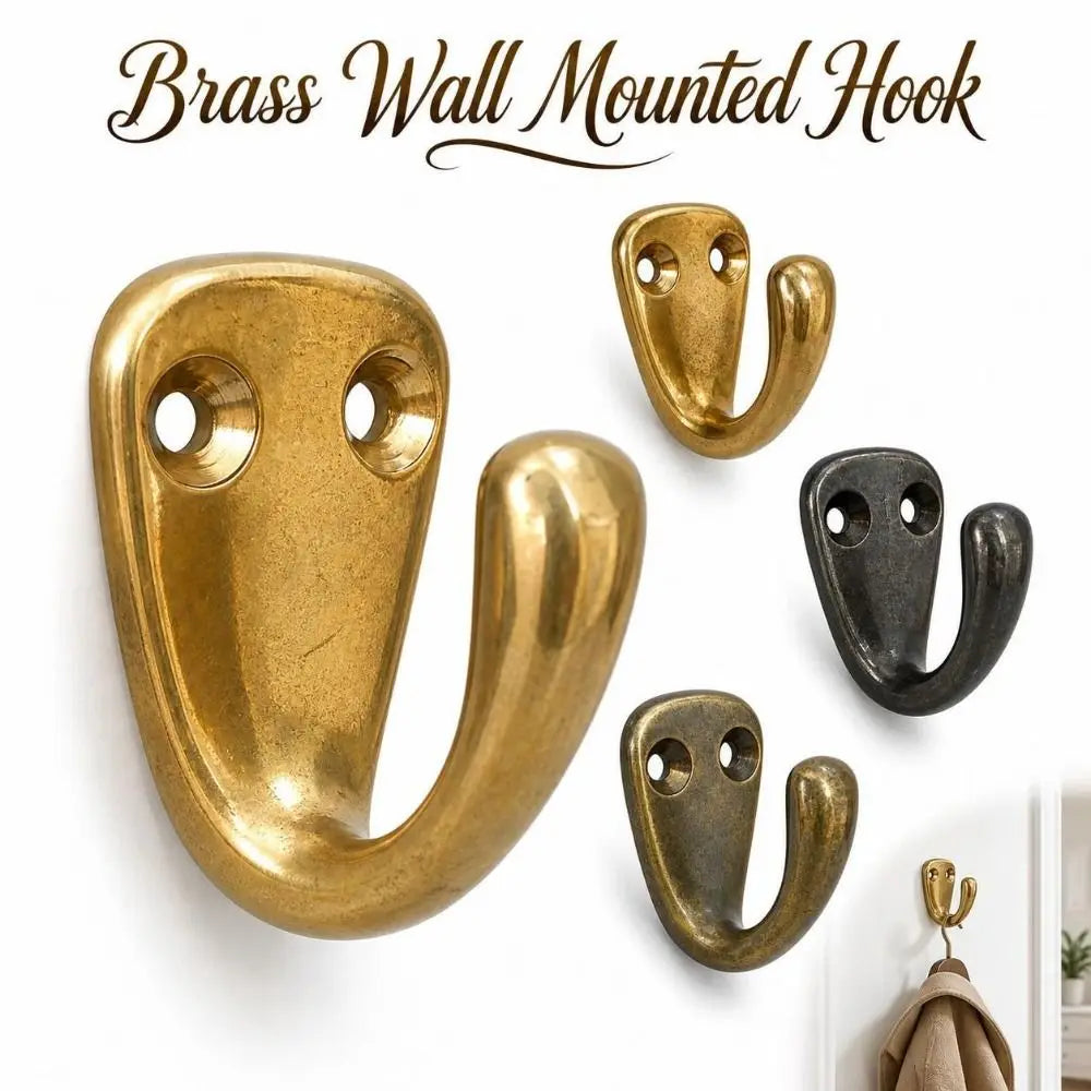 Brass Wall Mounted Coat & Robe Hook – Vintage Heavy-Duty