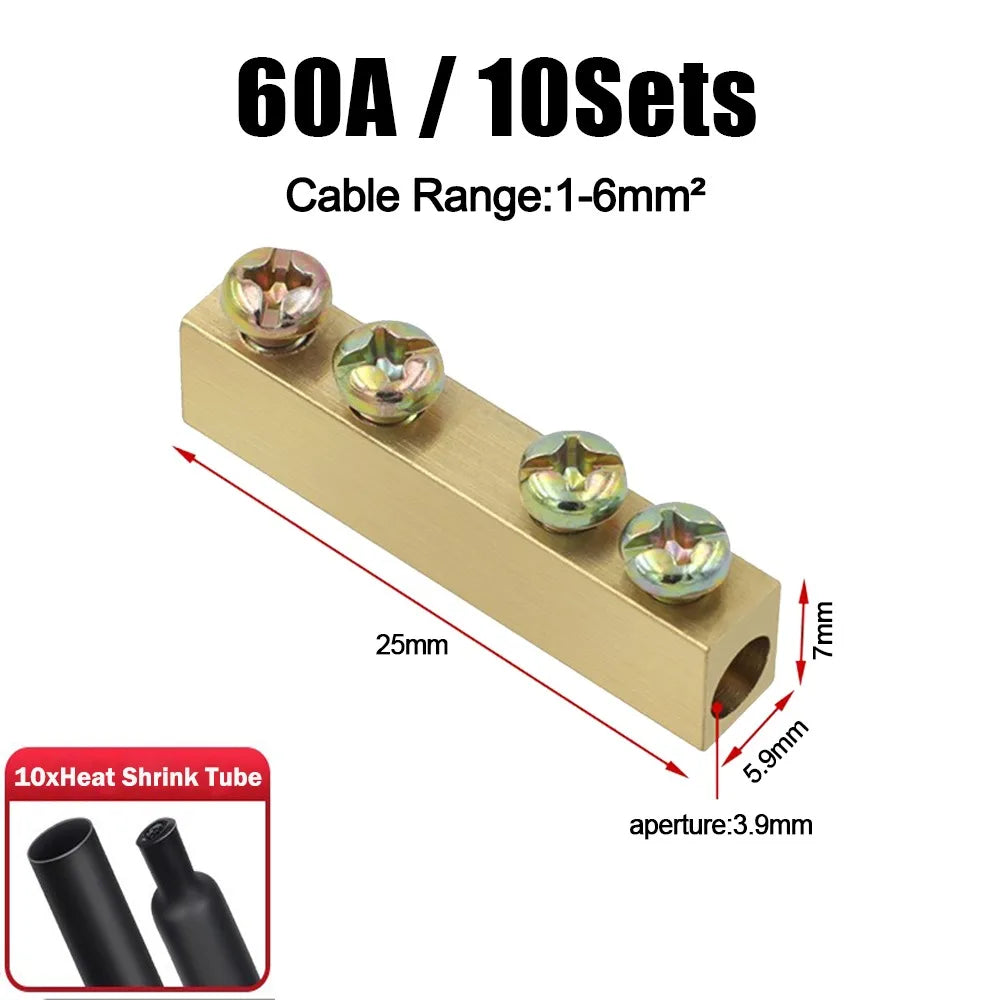 Brass Waterproof Terminal Block Set with Heat Shrink Tubing