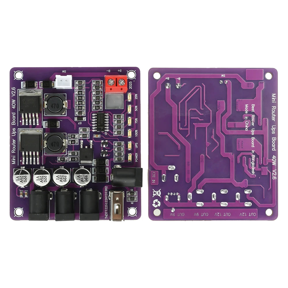 40W 4-Port Router UPS Board – 11.1V LiPo Power Module