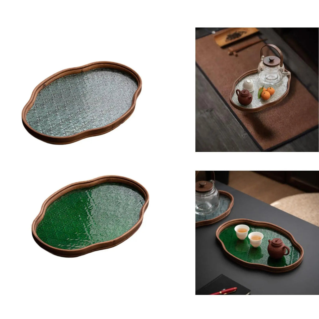 Kesoto Begonia Wood & Glass Serving Tray | Japanese Style