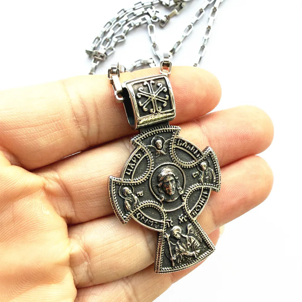 Orthodox Jesus Christ Alloy Pendant Necklace | 60cm Chain