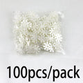 100pcs White Pearl Resin Snowflakes 15mm – Christmas DIY Decor