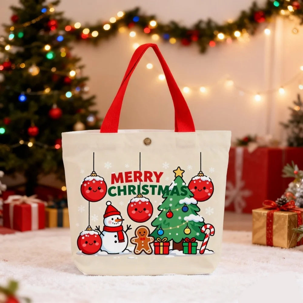 Christmas Canvas Tote Gift Bag – Santa Claus Holiday Design