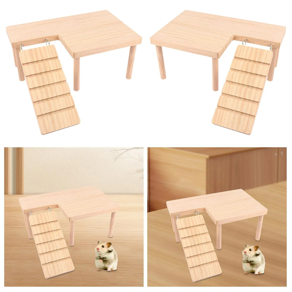 Wooden Hamster Climbing Platform with Ladder | Small Pet Toy