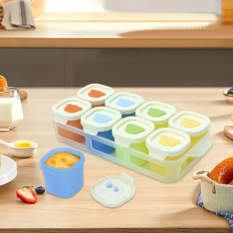 Silicone Baby Food Freezer Grid Mold & Ice Tray Storage Box