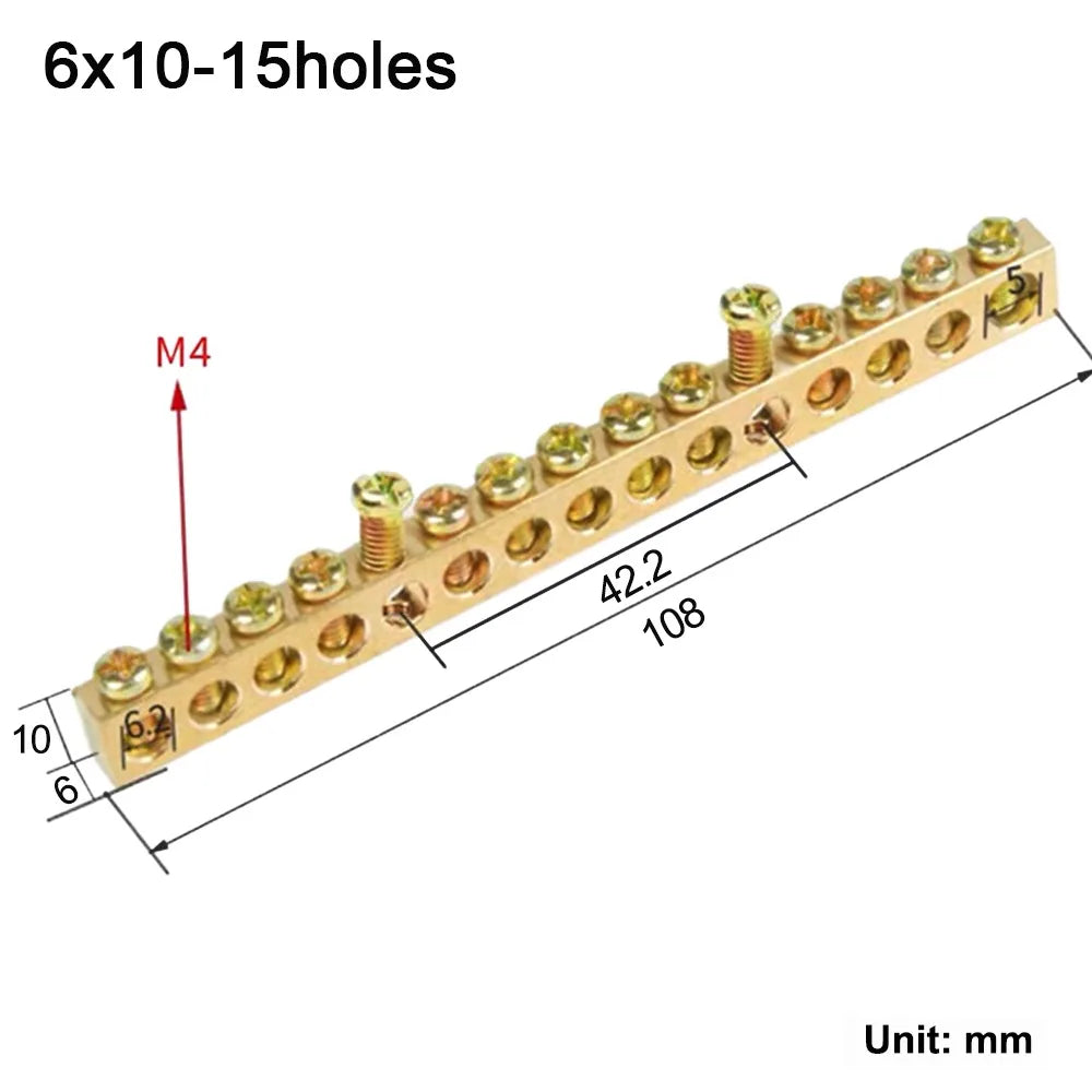 Copper Bus Bar Terminal Block – Brass Screw Wire Connector