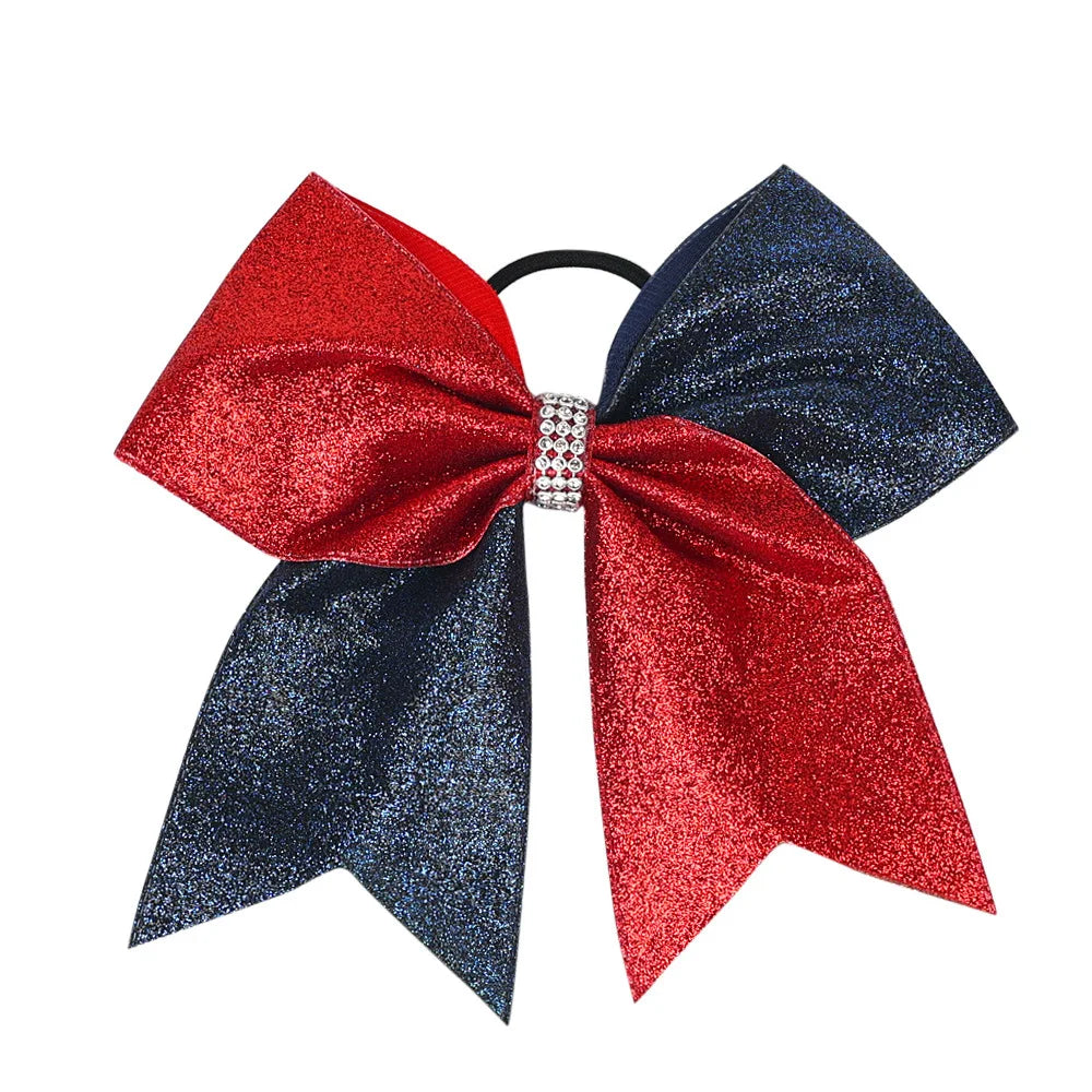 12-Pack Glitter Grosgrain Cheerleading Hair Bows for Girls