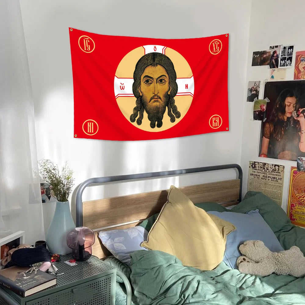 3-Pack Orthodox Jesus Christ IC XC Christian Flag Wall Banner
