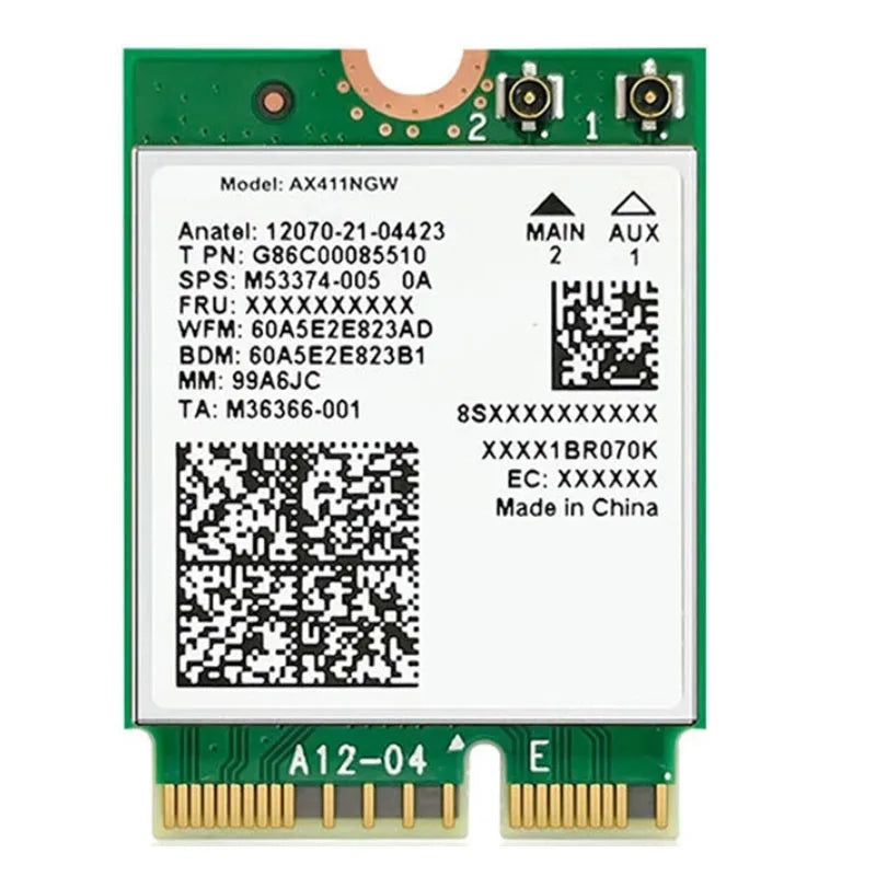 Wi-Fi 6E AX411 M.2 Tri-Band Card 2.4Gbps + Bluetooth 5.3