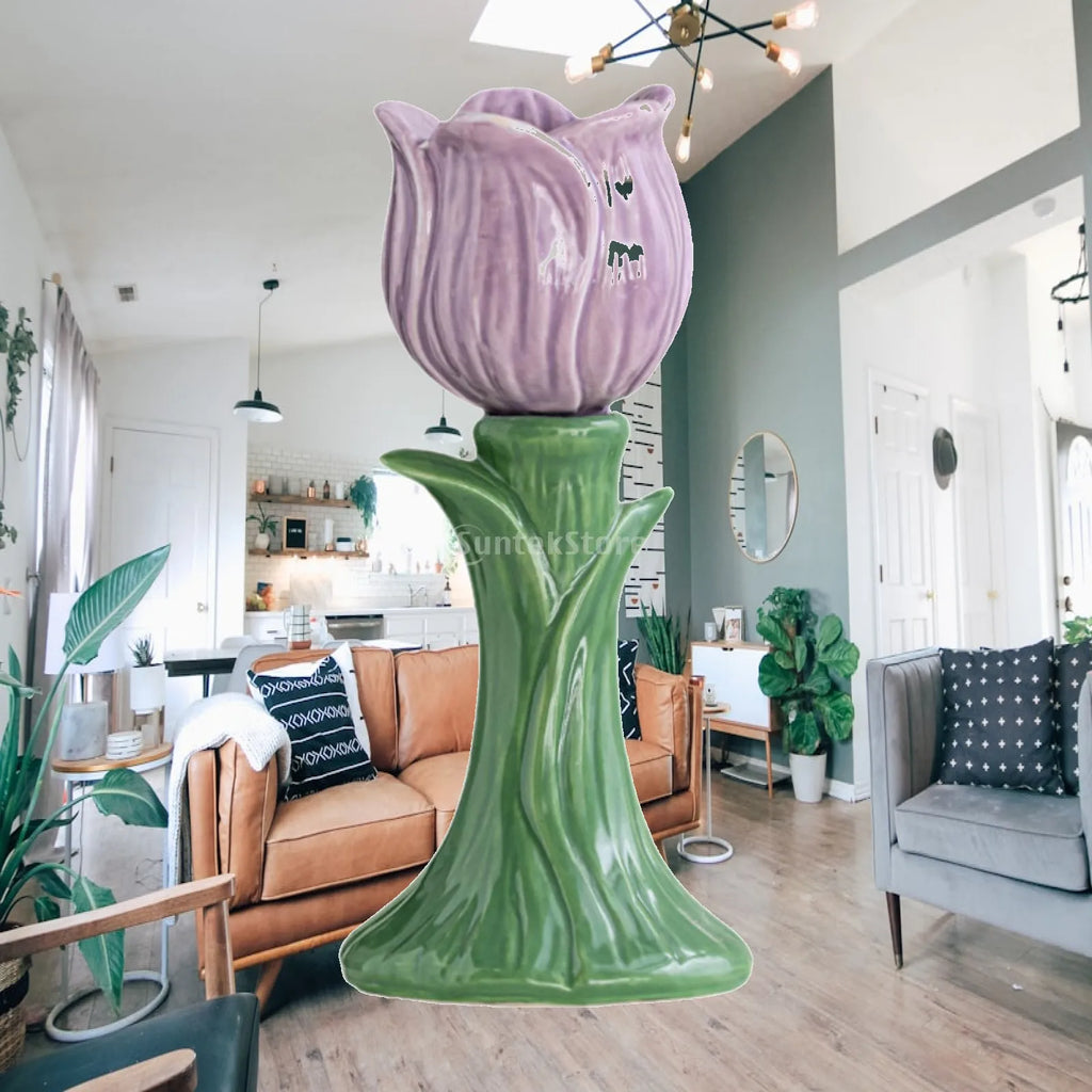 Flower Shape Porcelain Pillar Candle Holder | Table Decor