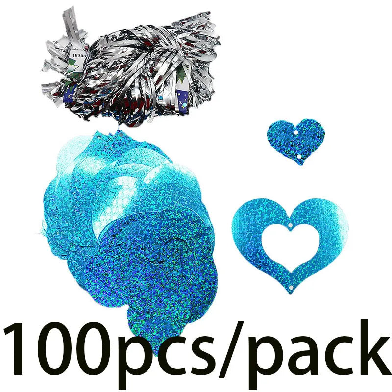 100-Pack Heart Sequin Pendants – Wedding & Valentine's Day Decor