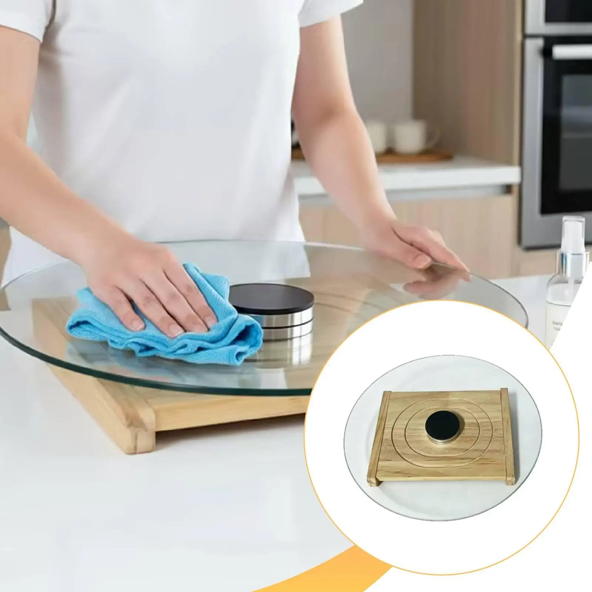Silent Hamster Running Wheel – Tempered Glass & Wood 28cm