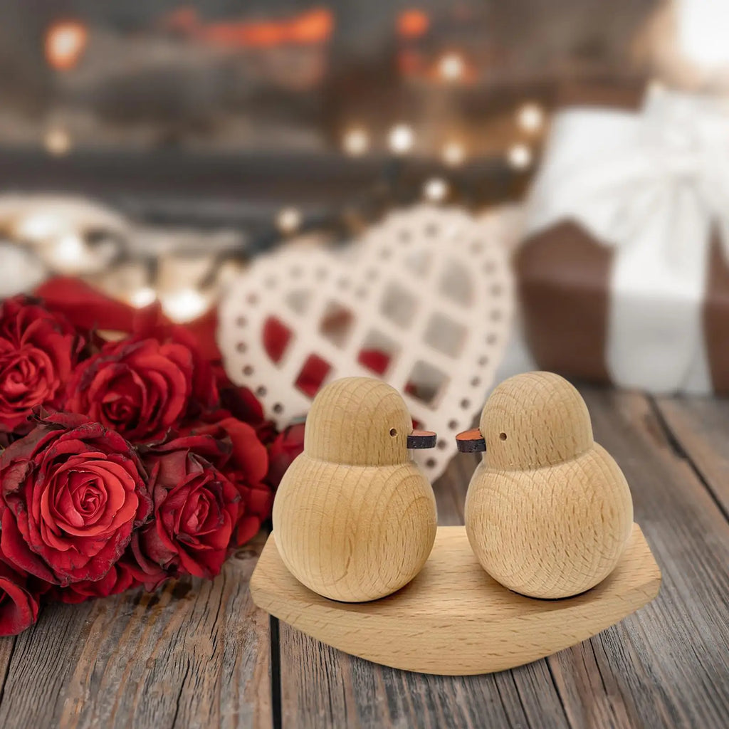 Handcrafted Wooden Couple Duck Figurine | Rustic Home Décor
