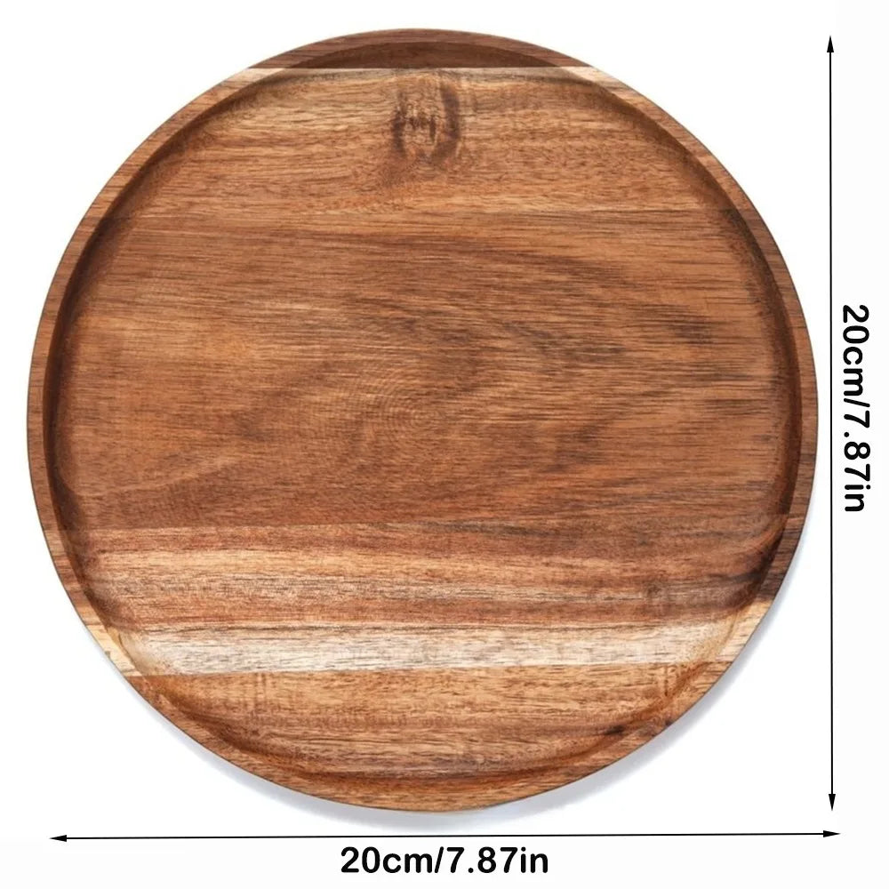 Round Wooden Serving Tray – Vintage Décor & Dessert Platter