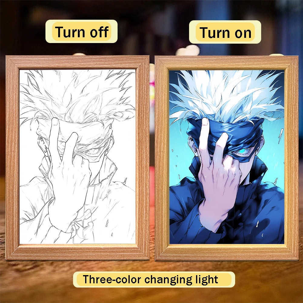 Satoru Gojo LED Light Frame – Jujutsu Kaisen Anime Decor