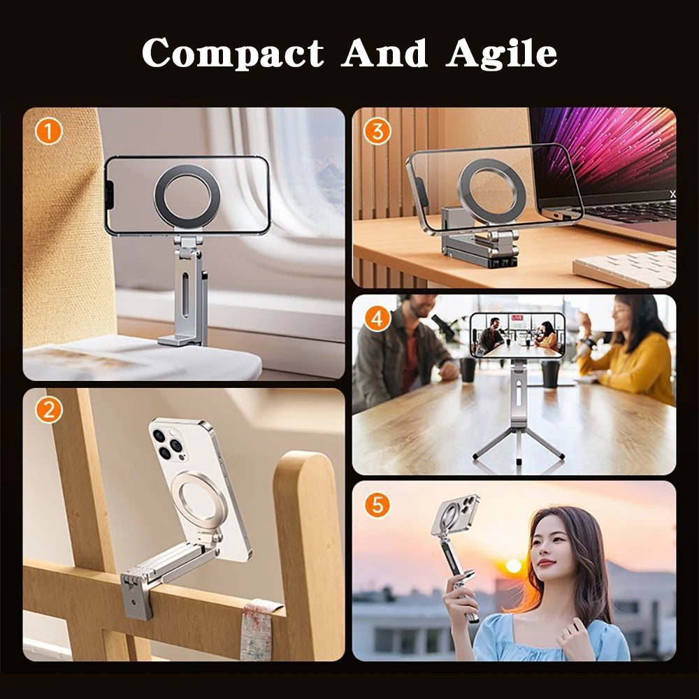 360° Magnetic Foldable Mini Tripod Stand for MagSafe Phones