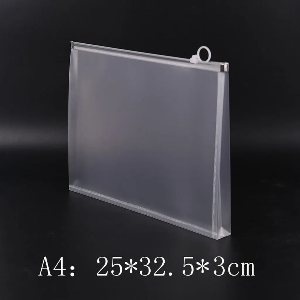 Stand-Up Frosted Zipper Pencil Bag & Document Organizer