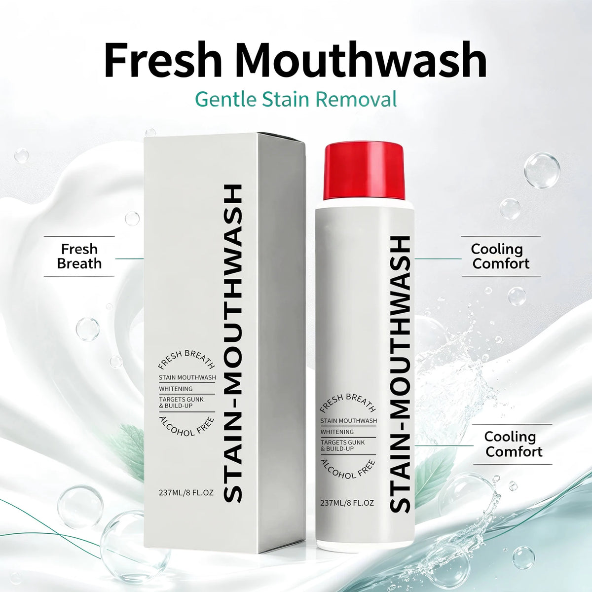 Alcohol-Free Whitening Mouthwash – Anti-Plaque Fresh Breath