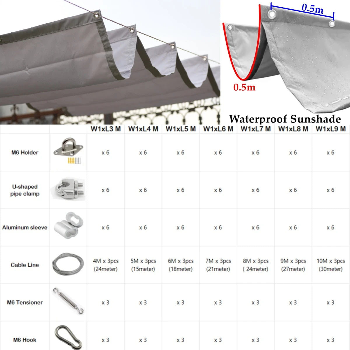 Waterproof Retractable Sunshade Sail – UV Block Garden Canopy