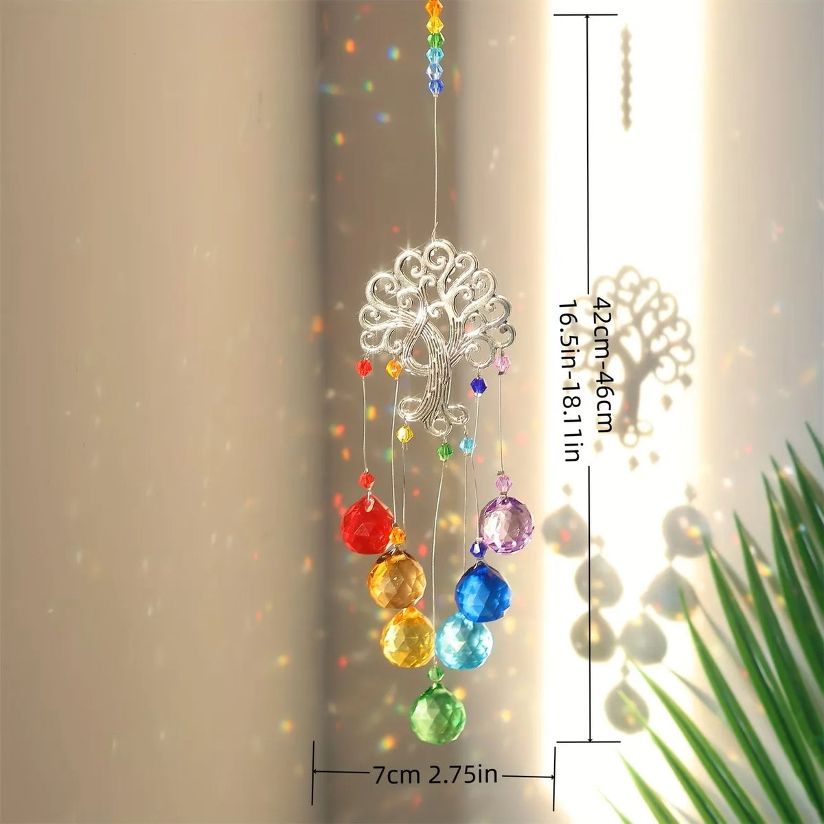 Seven Chakra Tree of Life Crystal Ball Rainbow Sun Catcher