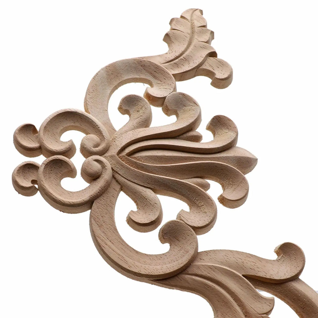 Wood Carved Applique Corner Onlay | 4-Pack Floral Décor