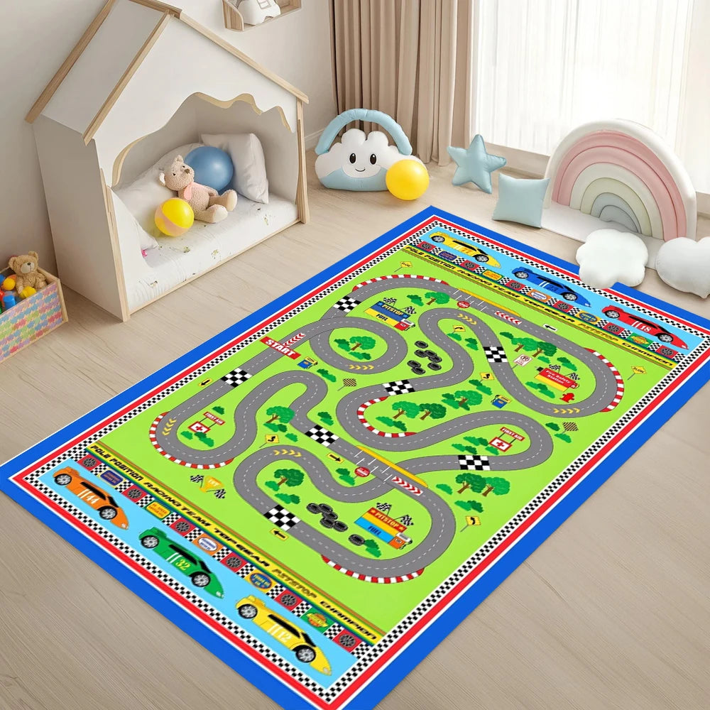 Kids Cartoon Road Play Mat – Non-Slip Floor Rug | 4 Sizes