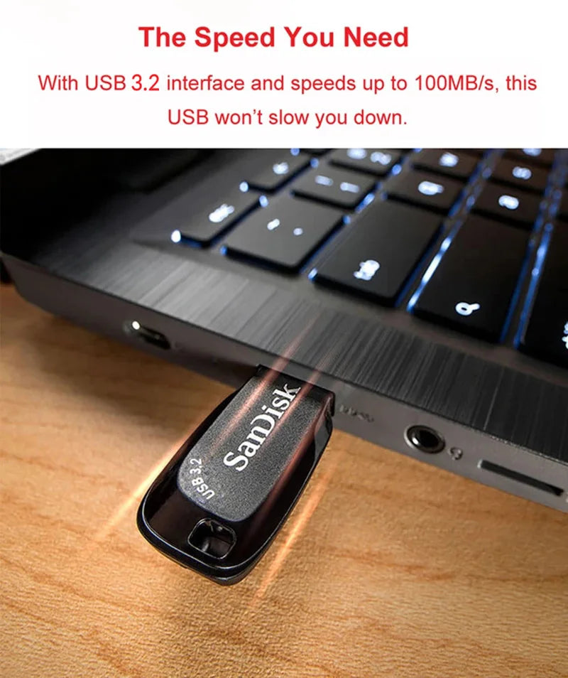 SanDisk CZ410 USB 3.2 Flash Drive 32GB–256GB | Mini Pen Drive