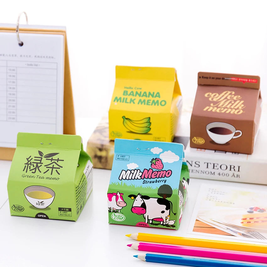 Milk Box Sticky Note Pad – 130 Blank Sheets | Cute Memo