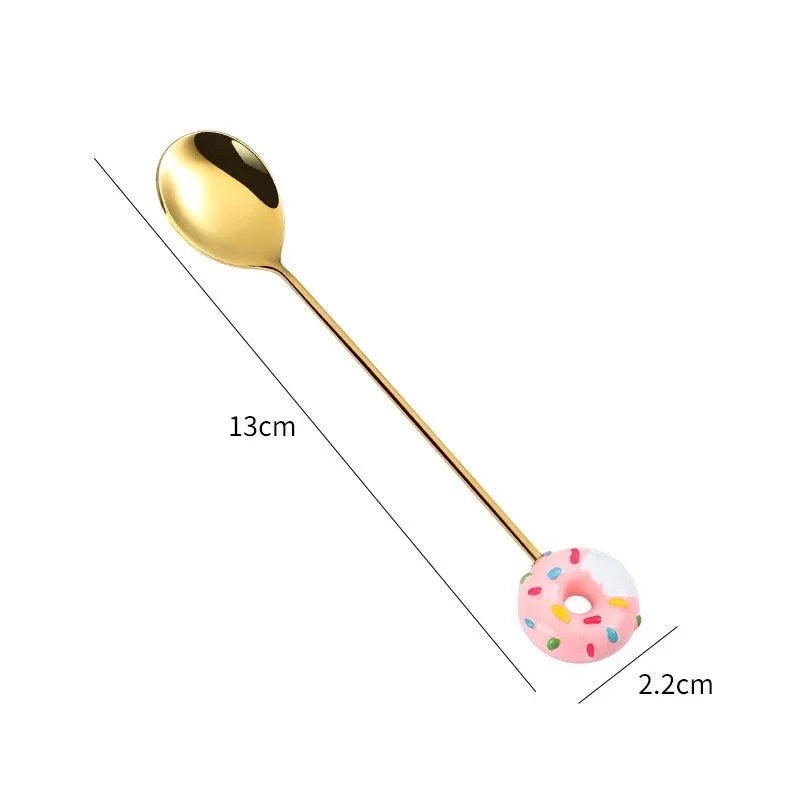 Stainless Steel Donut Cartoon Dessert Spoon & Fork