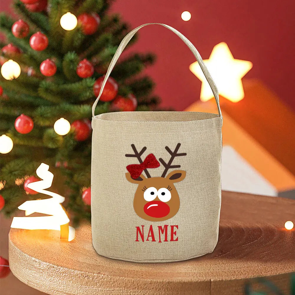 Personalised Deer Christmas Sack Bag | Kids Xmas Gift Tote