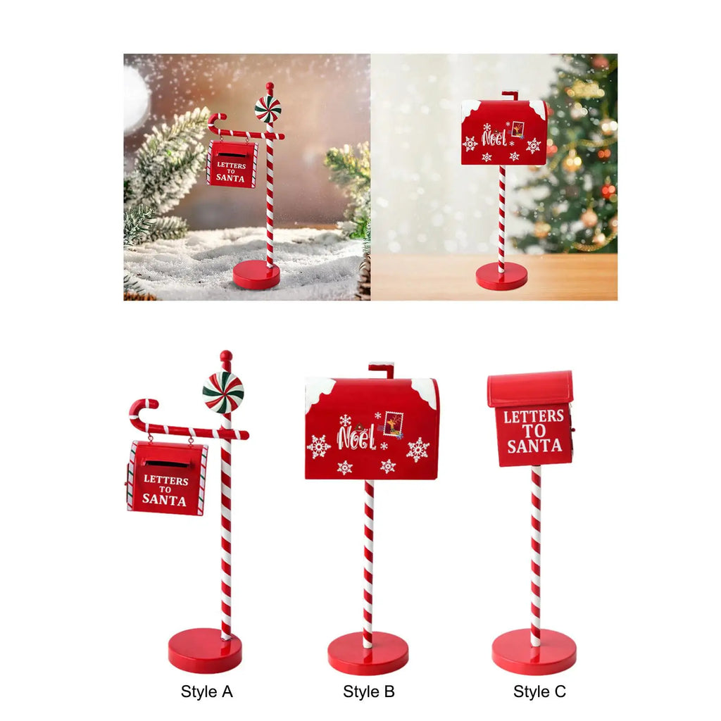 Christmas Metal Mailbox Statue | Iron Figurine Garden Décor
