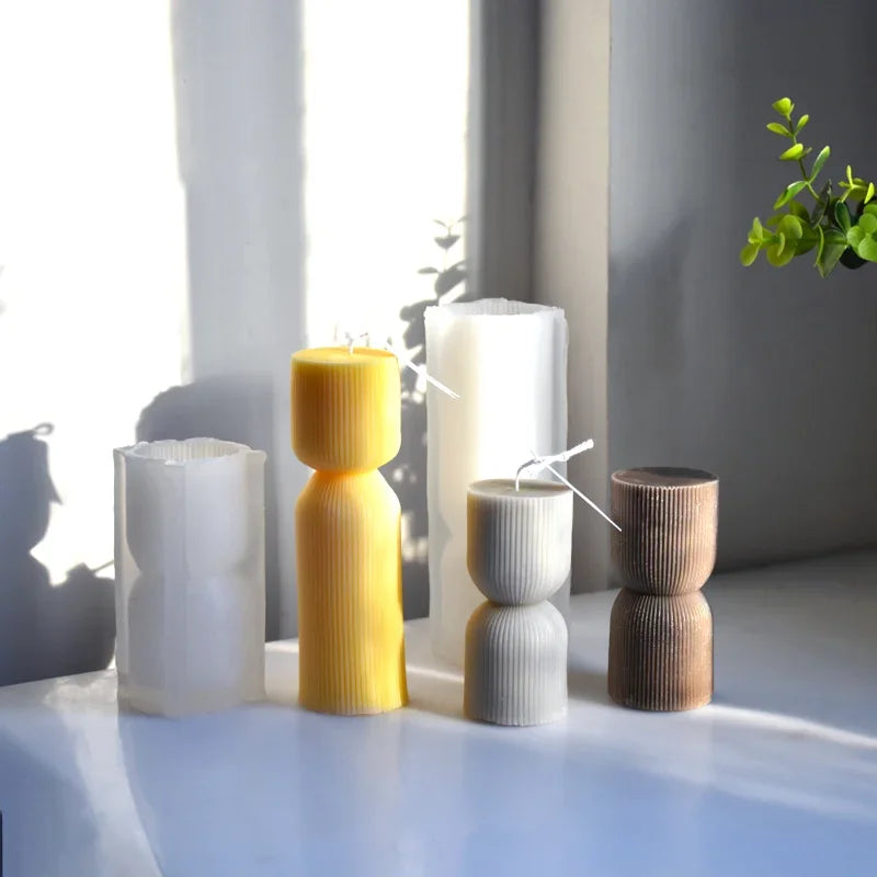 3D Striped Cylinder Silicone Mold for Candles, Soap & Resin