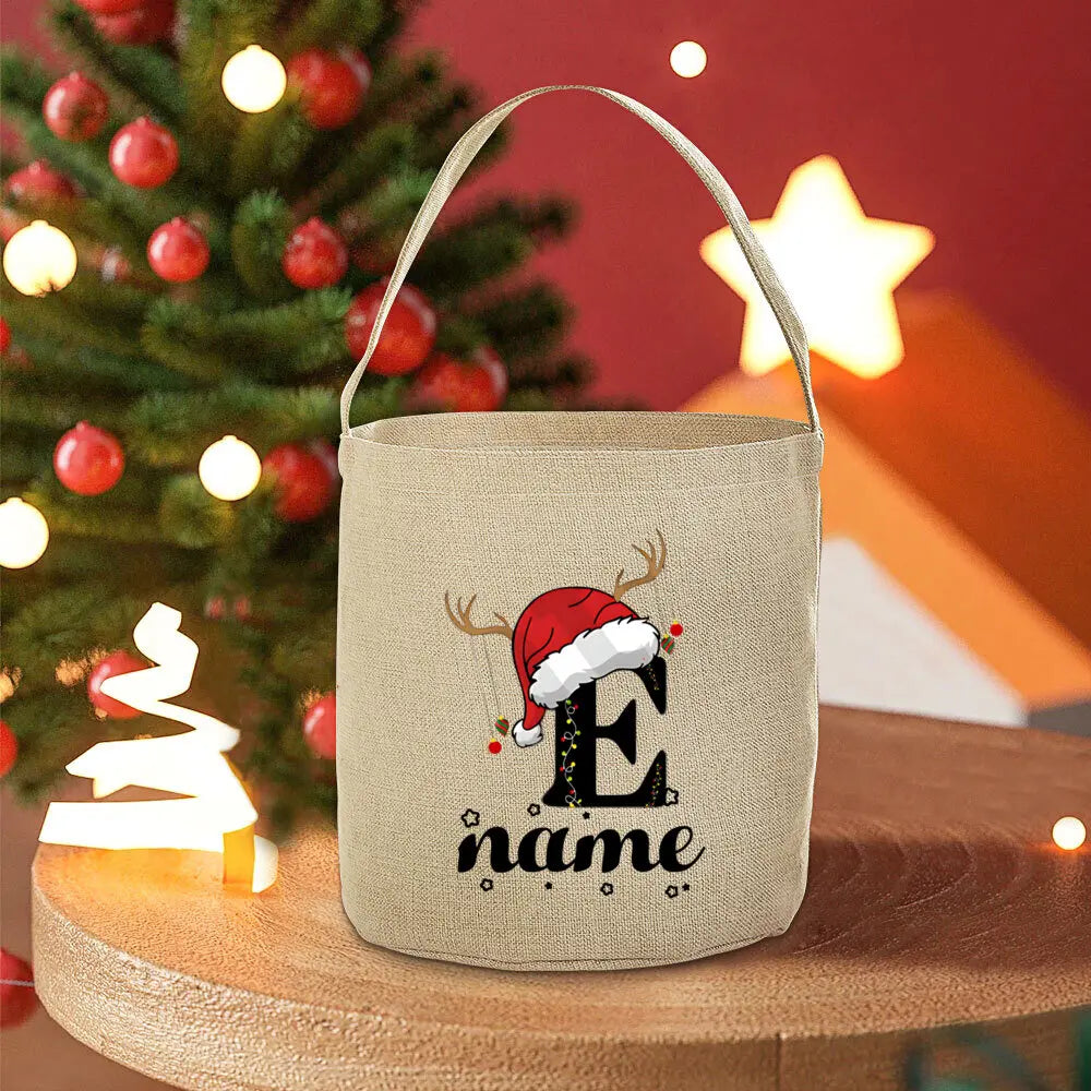 Personalized Name Christmas Sack Bag – Jute Tote for Kids