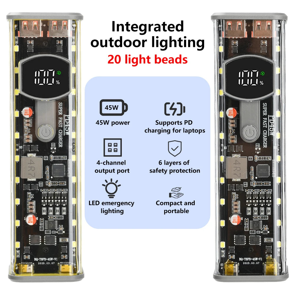 Gaqqee 8-Cell 18650 Power Bank Case – PD 45W Fast Charging