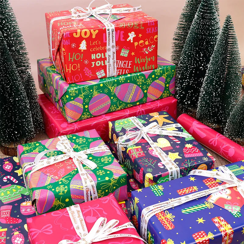 Christmas Kraft Wrapping Paper – Xmas Tree & Santa Design