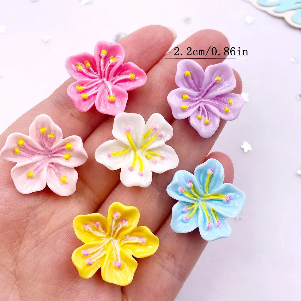 20PCS Kawaii Peach Blossom Resin Flatback Figurines – DIY Crafts