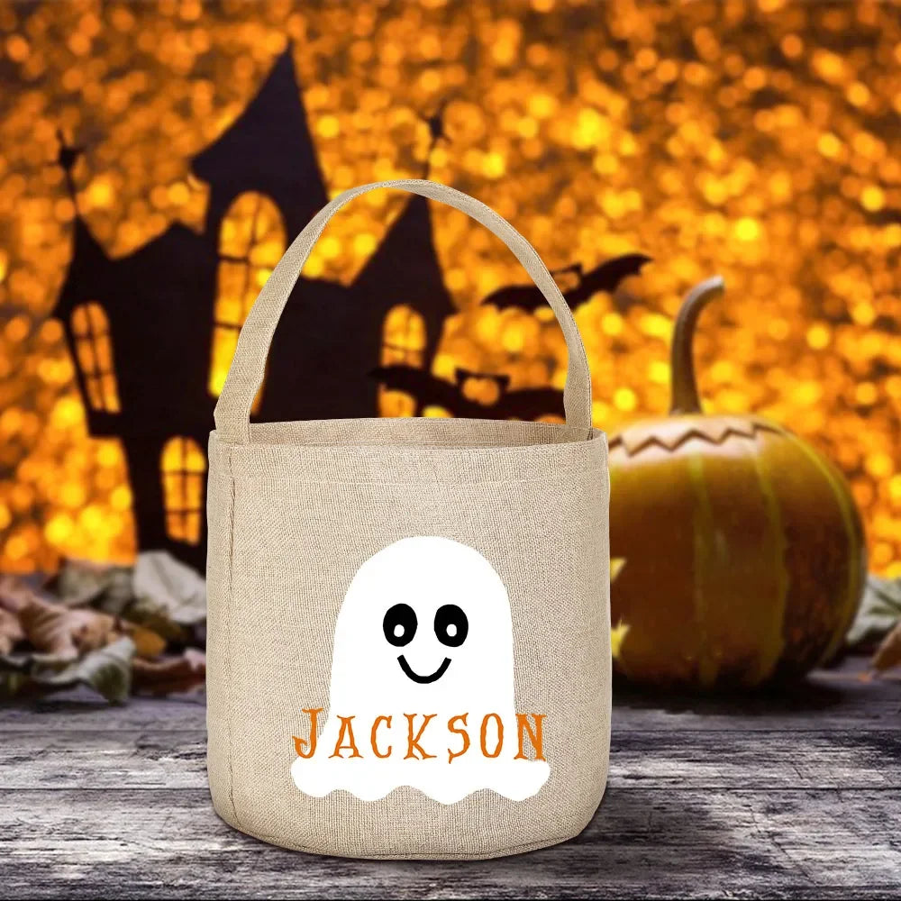 Personalised Halloween Trick or Treat Bag – Ghost Bat Tote