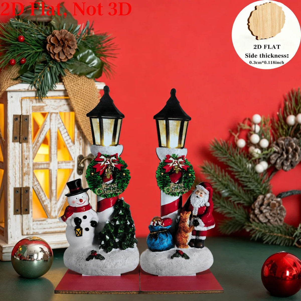 Wooden Christmas Ornaments – Santa & Snowman 2-Piece Set