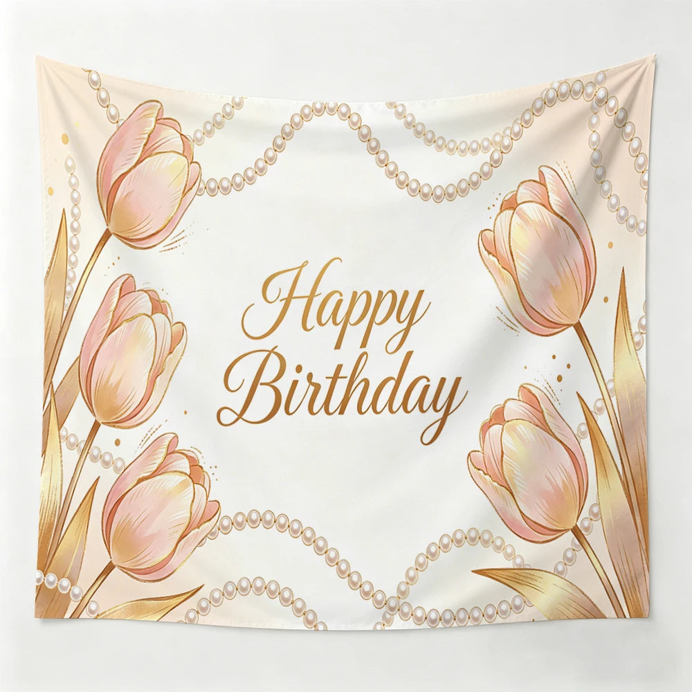 Golden Tulip Pearl Birthday Party Backdrop Hanging Cloth
