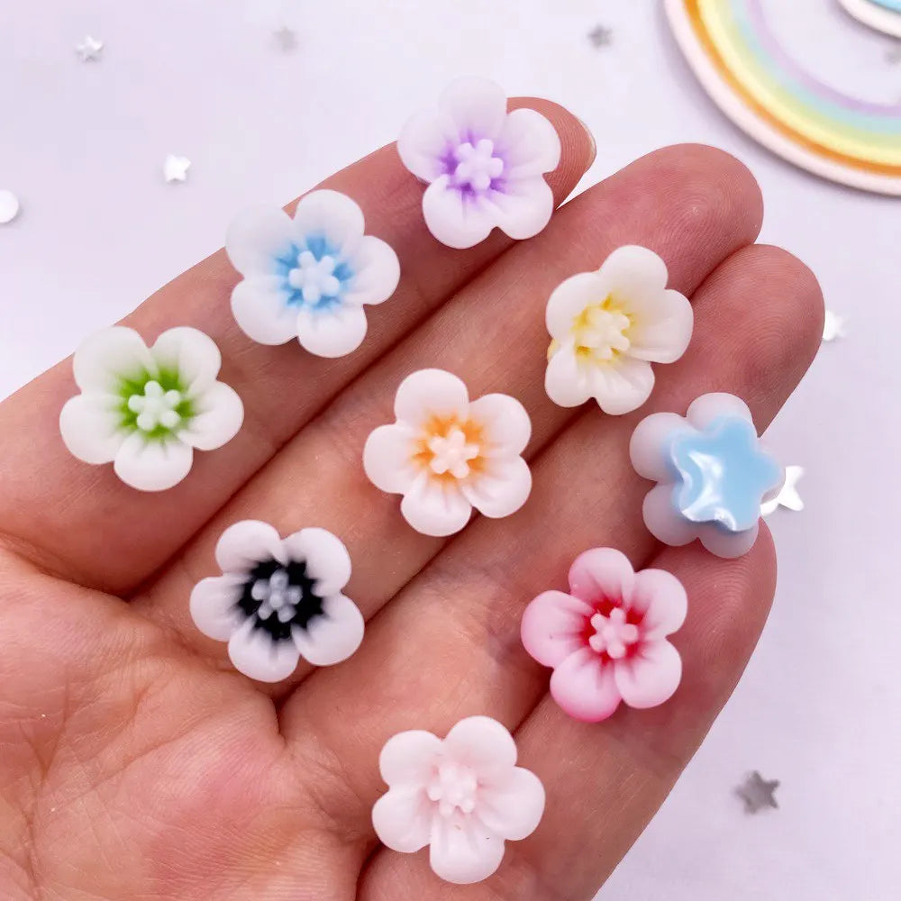 50Pcs 14mm 3D Resin Morning Glory Flatback Flower Craft Gems