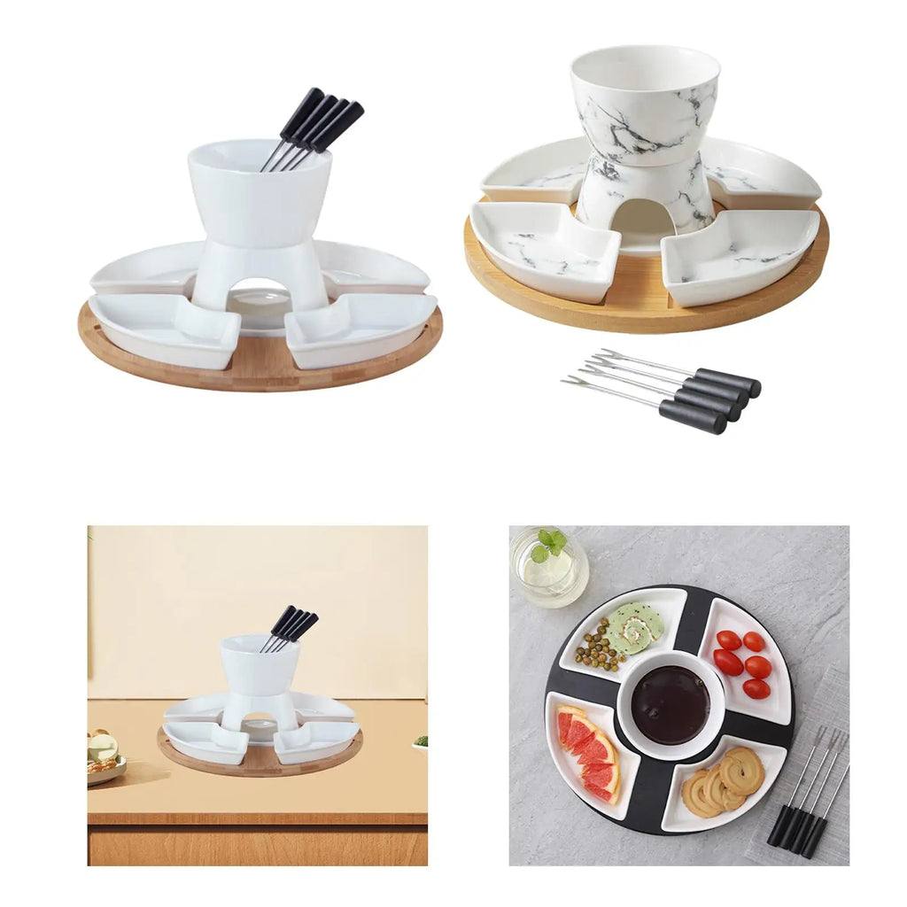 Ceramic Chocolate & Cheese Fondue Set | Tea Light Pot