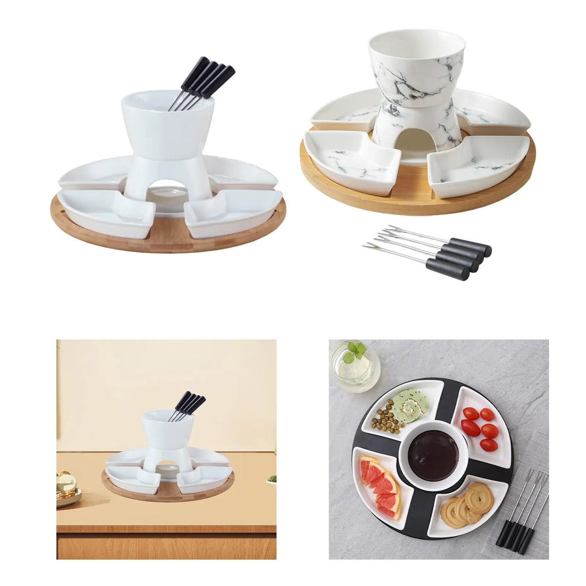Ceramic Chocolate & Cheese Fondue Set | Tea Light Pot