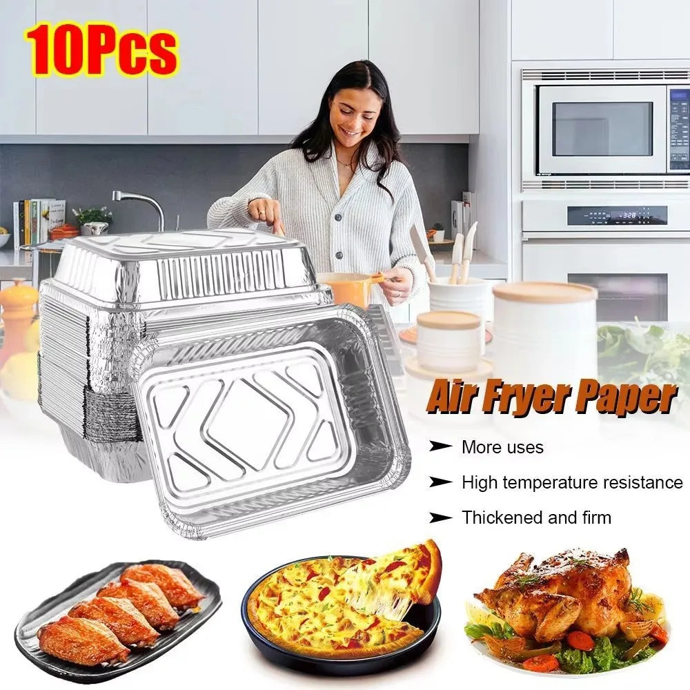 10-Pack Disposable Aluminum Foil Baking Trays with Lids