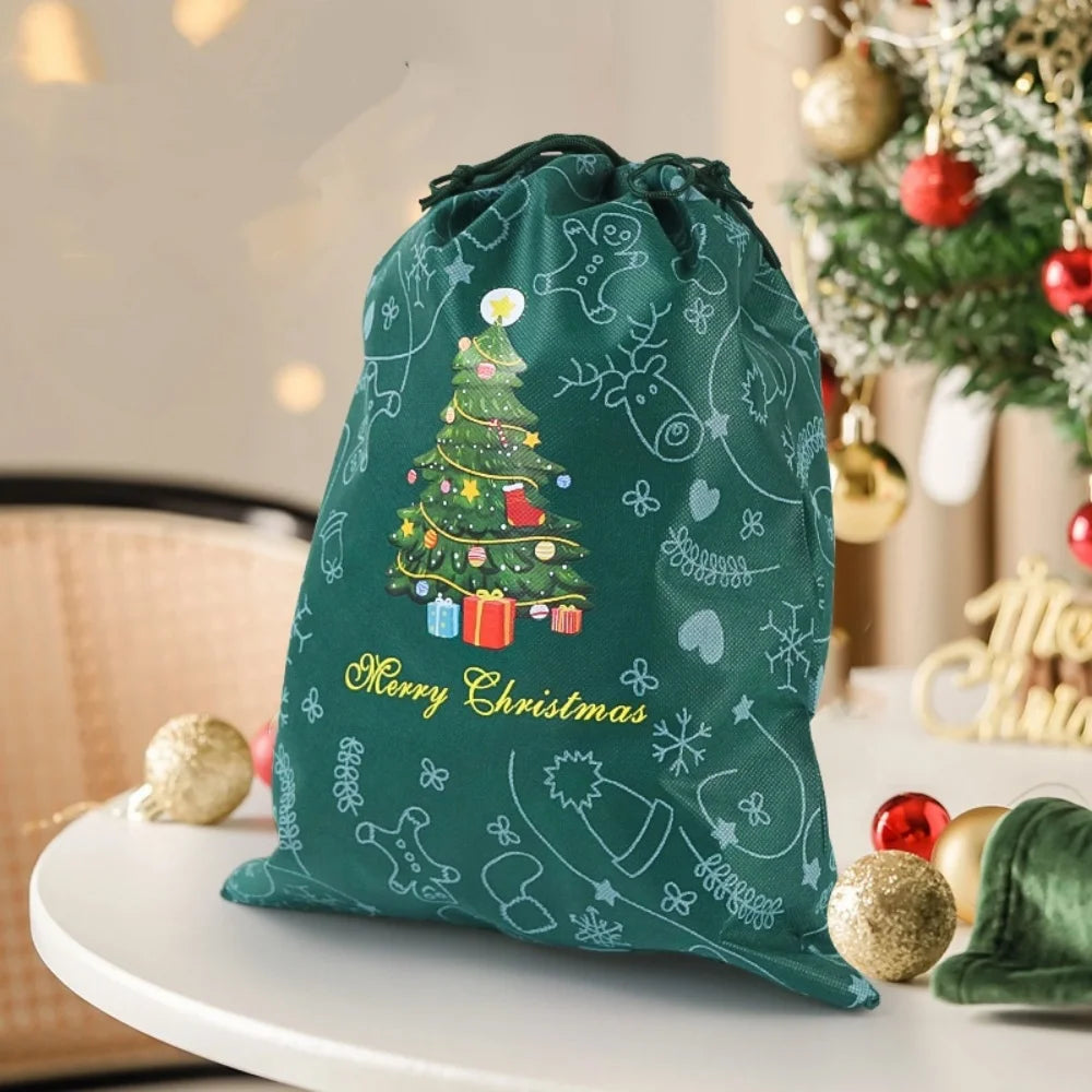Reusable Christmas Drawstring Gift Bag | Non-Woven Xmas Party